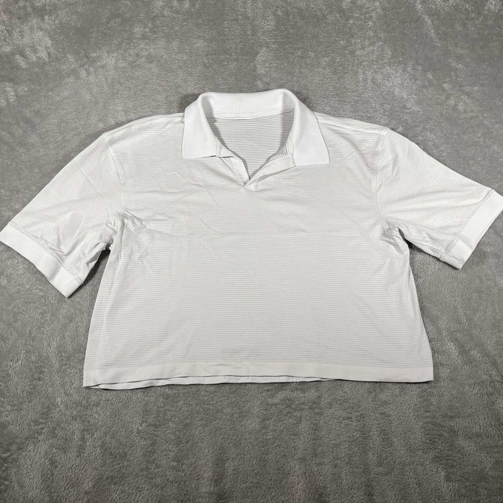 Lululemon Metal Vent Tech Polo Shirt Womens‎ 10 White Short Sleeve Cropped